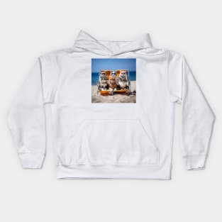 Cats On A Deckchair Sunbathing Wearing Sun Glasses Kids Hoodie